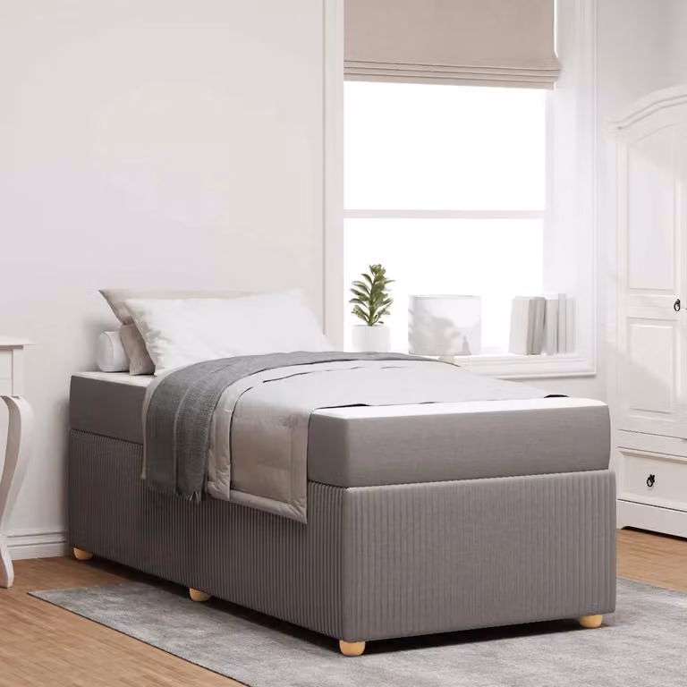 Struttura del letto Talpa vidaXL in tessuto beige o grigio, L/P/H: 90 x 190 x 140 cm
