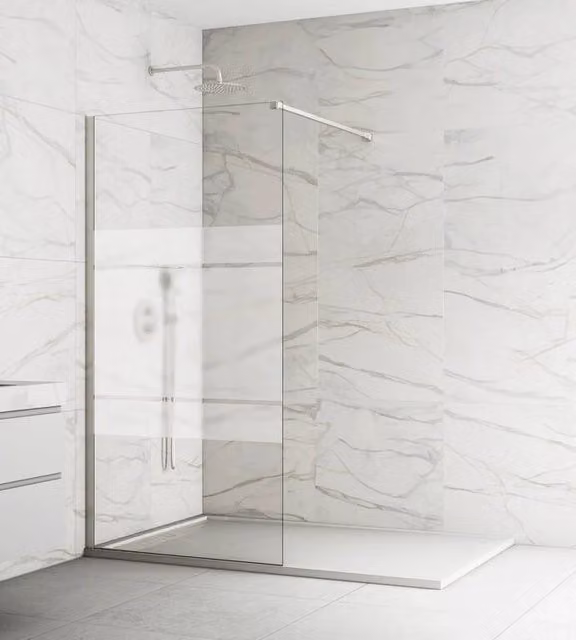 Parete doccia fissa Screen 8 mm 120 cm (116,5-118,0 cm) nichel, vetro satinato Frost