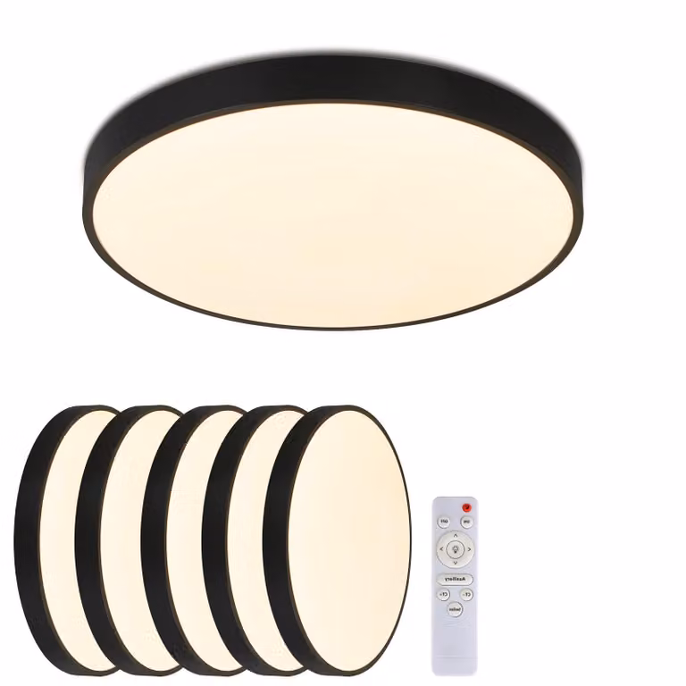 ZMH 5 LED plafoniera plafoniera nera dimmerabile con telecomando 30W rotonda IP44 lampada da cucina piatta per camera da letto