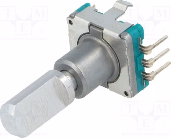 1 encoder: incrementale, posizione: 18, 9 impulsi/rotazione, 5 VDC, montaggio a foro passante, 10 mA, codice prodotto: EC11E09244AQ