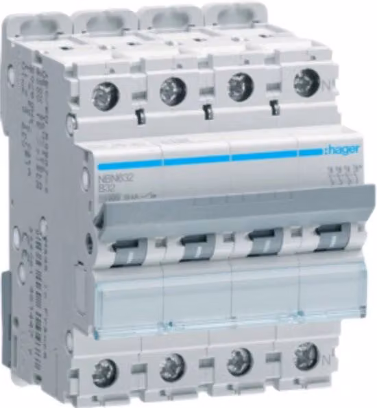 Interruttore Magnetotermico MCB Hager 4.0A Bianco