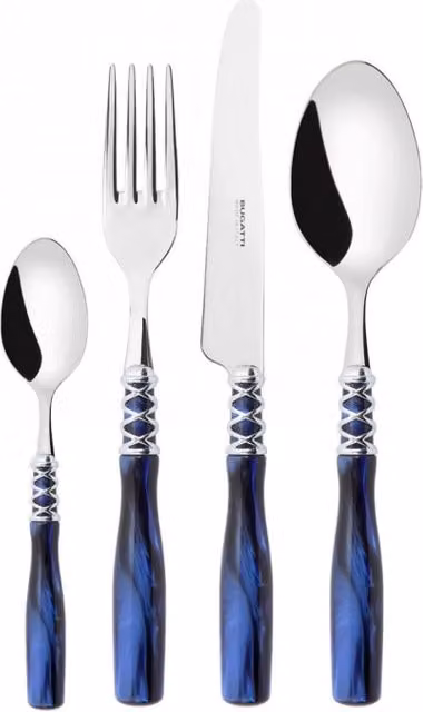 ARIANNA Ghiera Cromata, Posate Set 24 Pz, Scatola Compact, Casa Colore: Blu