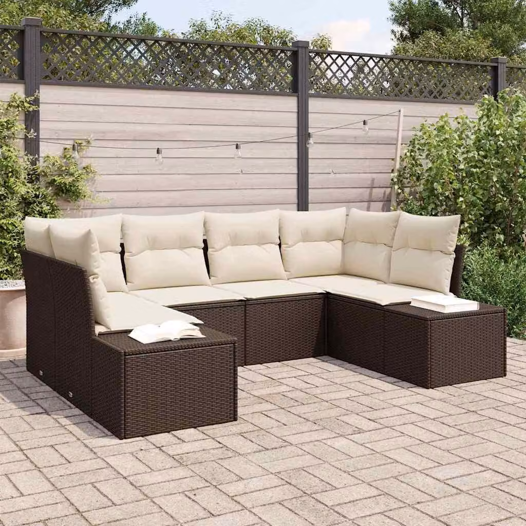 Maison Exclusive - Set da giardino con divano a 6 posti, color marrone, in rattan sintetico