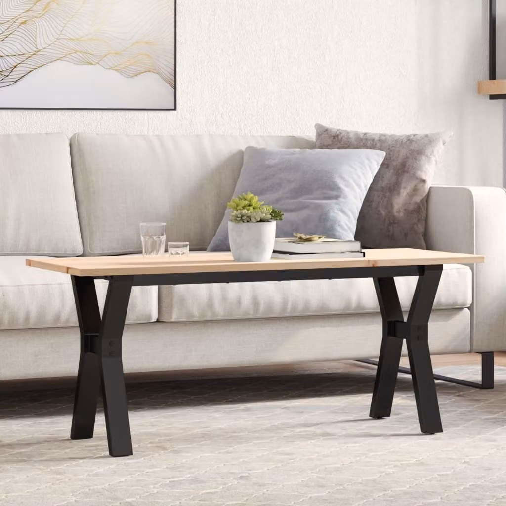 Maison Exclusive - Tavolino Salotto Telaio a Y 110x40x45 cm Legno Pino e Acciaio