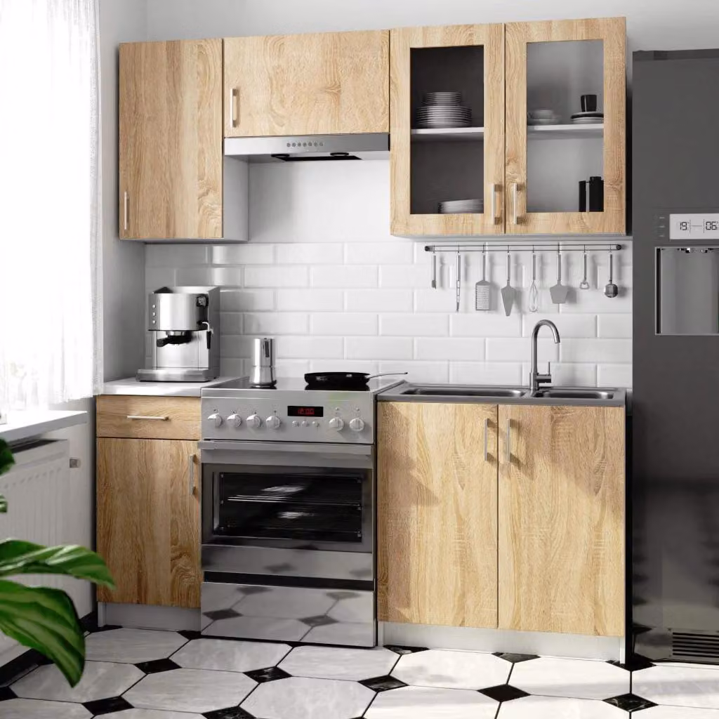 Cucina componibile per casa prefabbricata 180 cm TRIVORA - rovere sonoma / bianco