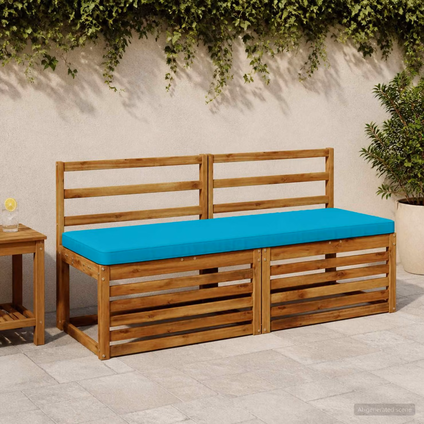 Cuscino per panchina vidaXL VUGHT rettangolare in poliestere turchese con rivestimento rimovibile e resistente ai raggi UV
