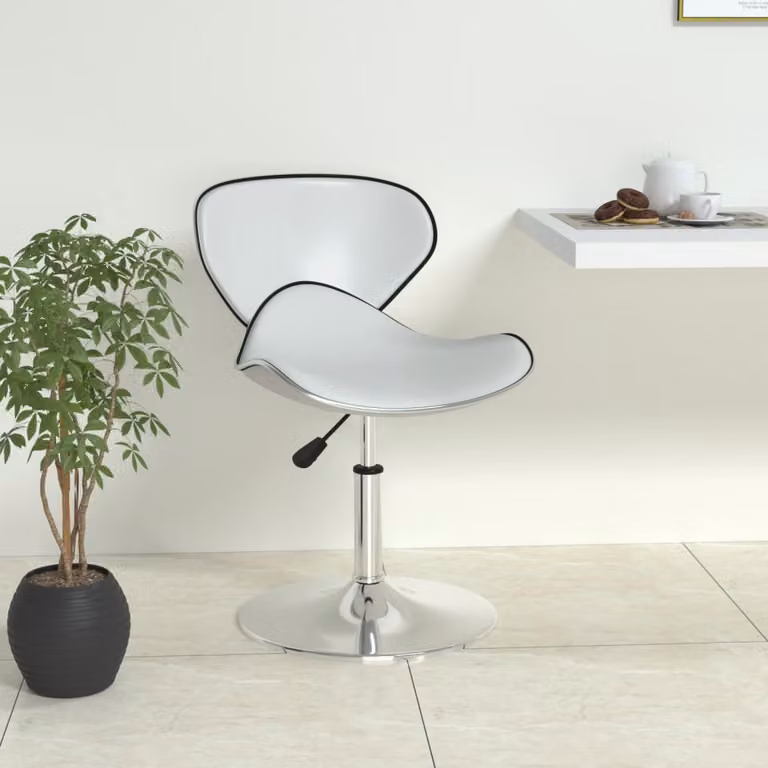 Sgabello da bar moderno vidaXL in similpelle bianca con struttura in metallo L: 45,5 cm, P: 45 cm, H: 76 cm