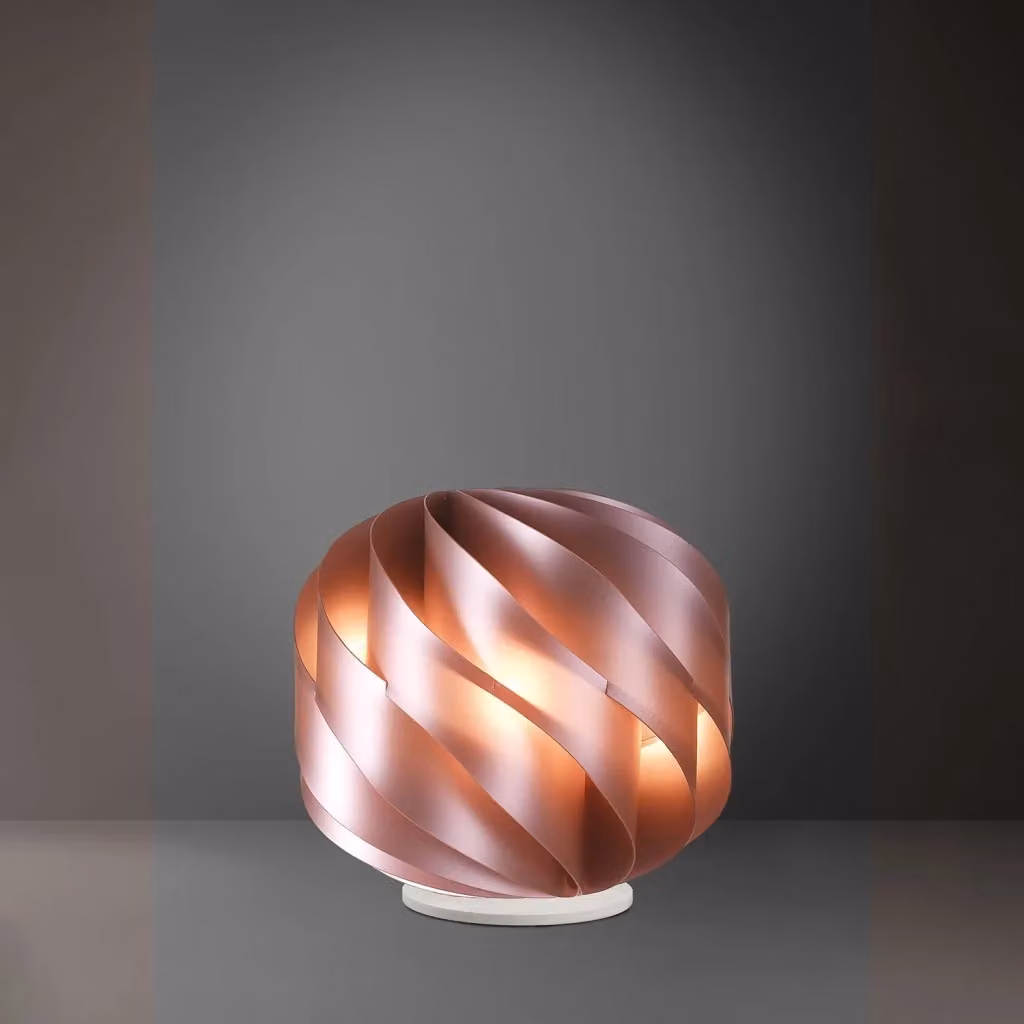 Lampada da scrivania moderna Polilux Linea Zero rosa in metallo con paralume a sfera diametro 40 cm e attacco E27 – 2