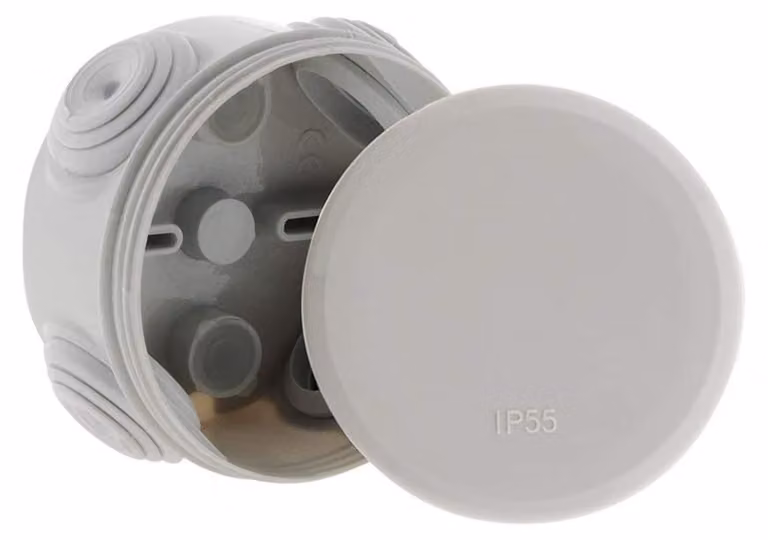 Scatola di derivazione impermeabile - Ø 70 x 35 mm - IP55 - Grigio - Per esterni e installazione