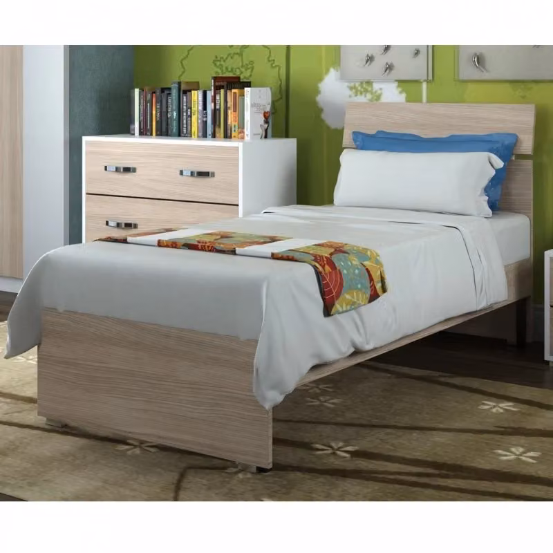 Letto singolo moderno in legno color rovere per camera da letto L 200 cm x P 85 cm x H 98 cm – 2