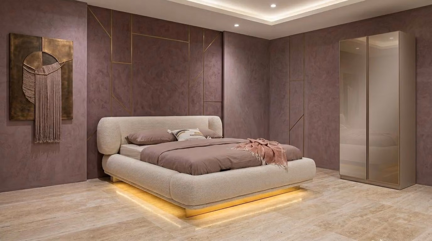Armadio a due ante per camera da letto, stile moderno, colore beige, spazioso e confortevole