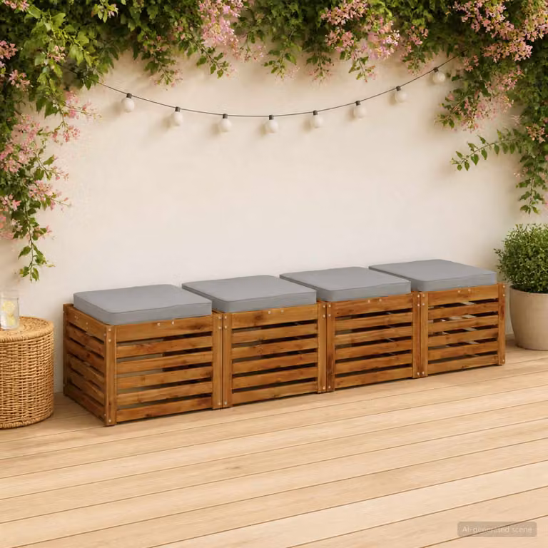 Set di 4 cuscini per sedia vidaXL VUGHT in poliestere grigio con rivestimento rimovibile e lavabile