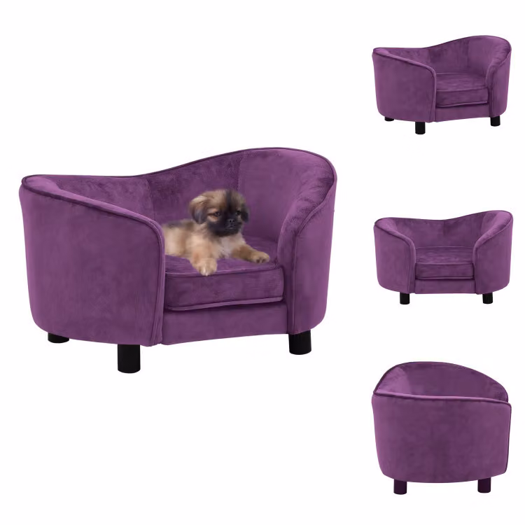 vidaXL Divano per cani rosso bordeaux 69x49x40 cm in peluche - Letti per cani