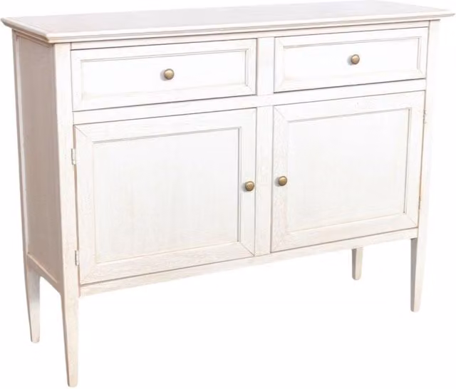 Madia credenza shabby chic in legno con 2 porte e 2 cassetti bianco anticato Mobili 2G L: 110 cm, P: 35 cm, H: 83 cm