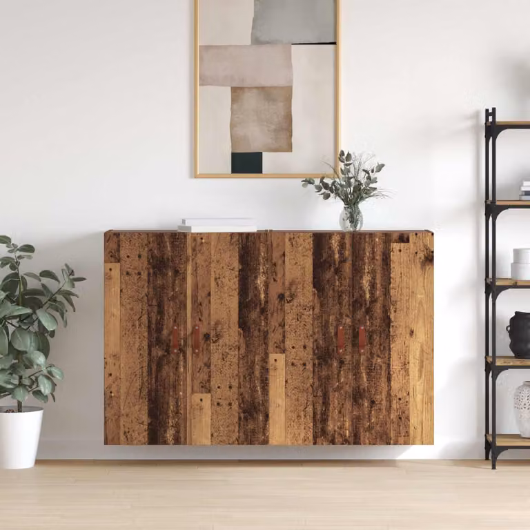 Set di 2 Mobiletti a muro vidaXL in legno vecchio marrone L: 69,5 cm, P: 34 cm, H: 90 cm