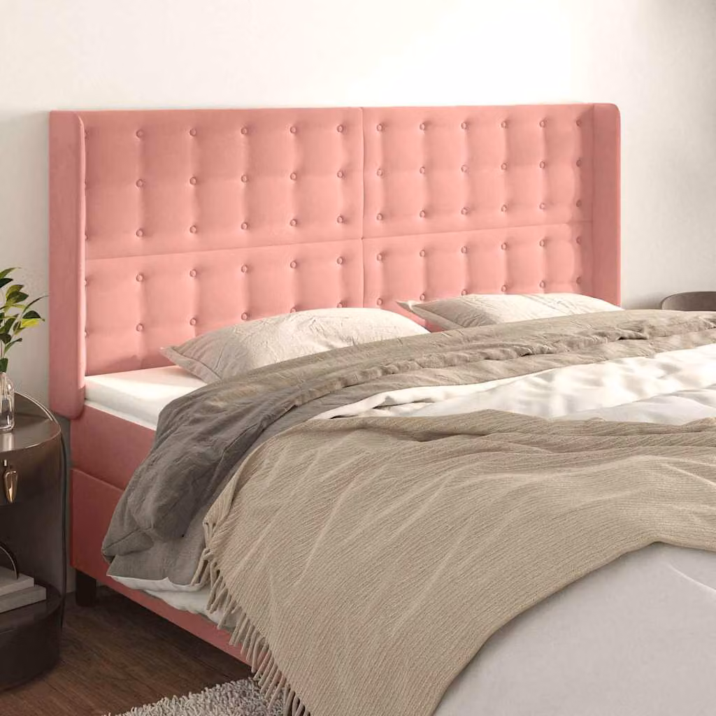 Testiera ad orecchio vidaXL in velluto rosa L: 163 cm, P: 16 cm, H: 118/128 cm