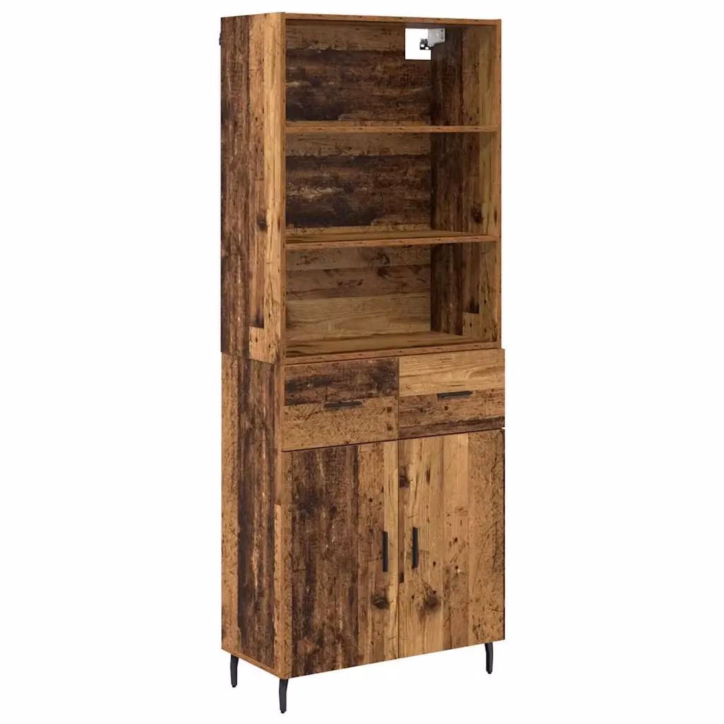 Credenza moderna vidaXL in legno e metallo marrone, set di 2 pezzi, H x L x P: 180 x 69,5 x 32,5 cm – 2
