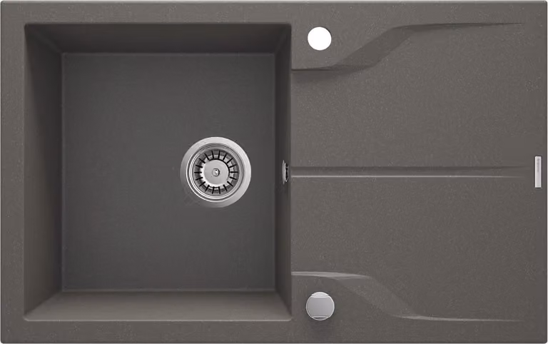 Deante - Lavello in granito ANDANTE FLUSH, monovasca con griglia di scolo, 78x49 cm, colore antracite metallizzato