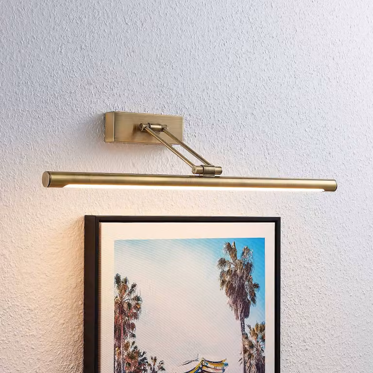 Lucande lampada LED per quadri Dimitrij, ottone, metallo, 54 cm Dimitrij, Bronzo / Ottone antico, Soggiorno / Sala da pranzo, Metallo, Antico, Applique