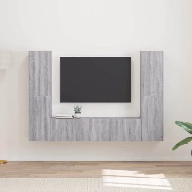 Set mobile TV 6 pz-Credenza per TV Grigio Sonoma Legno multistrato 443108