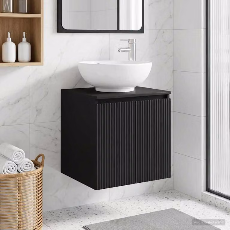 Mobile Lavabo da Parete vidaXL Nero Opaco L: 49,5 cm, P: 44,5 cm, H: 65 cm