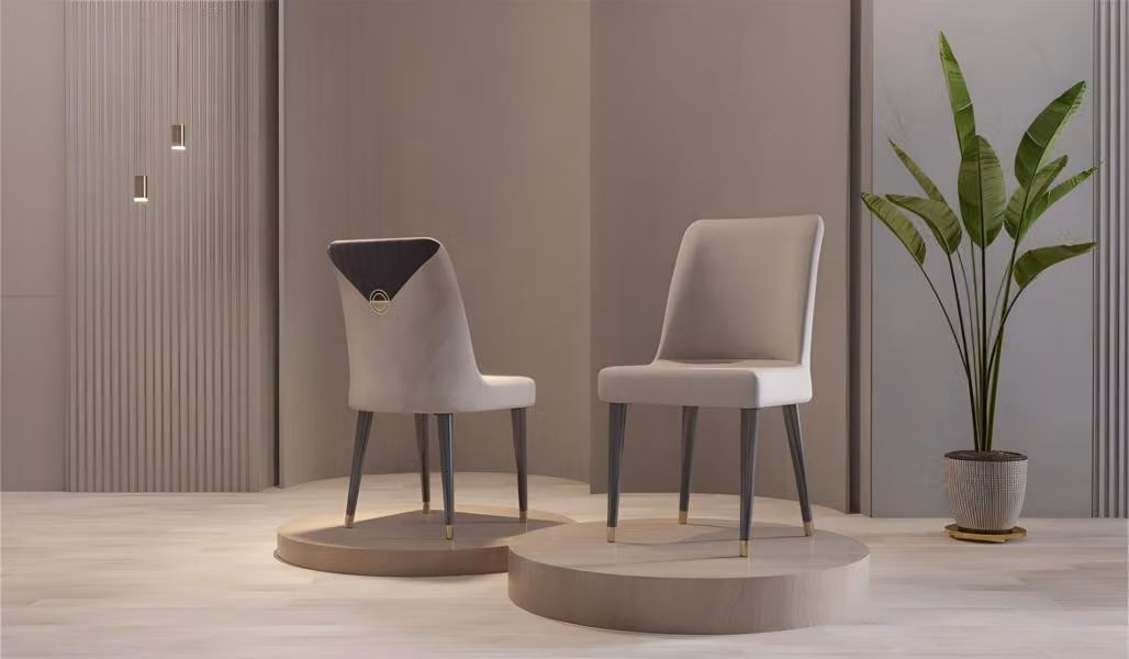 Esszimmerstuhl Küchenstuhl Stuhl Stoff Grau Esszimmer Sitzer Design