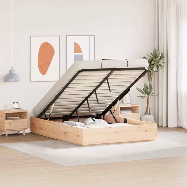 Telaio del Letto Ottomano con Ripostiglio Naturale 135 x 190 cm 3418741