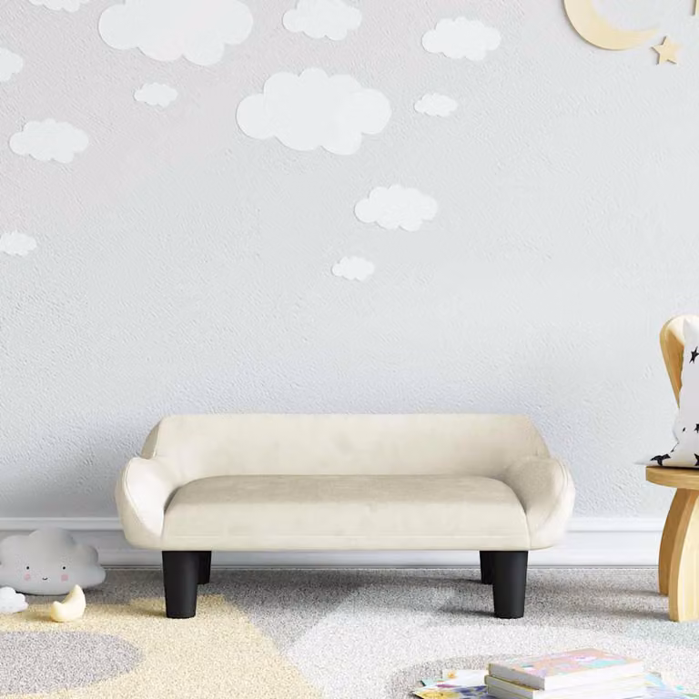 vidaXL Divano per bambini in velluto beige L 70 cm, P 40 cm, H 24 cm