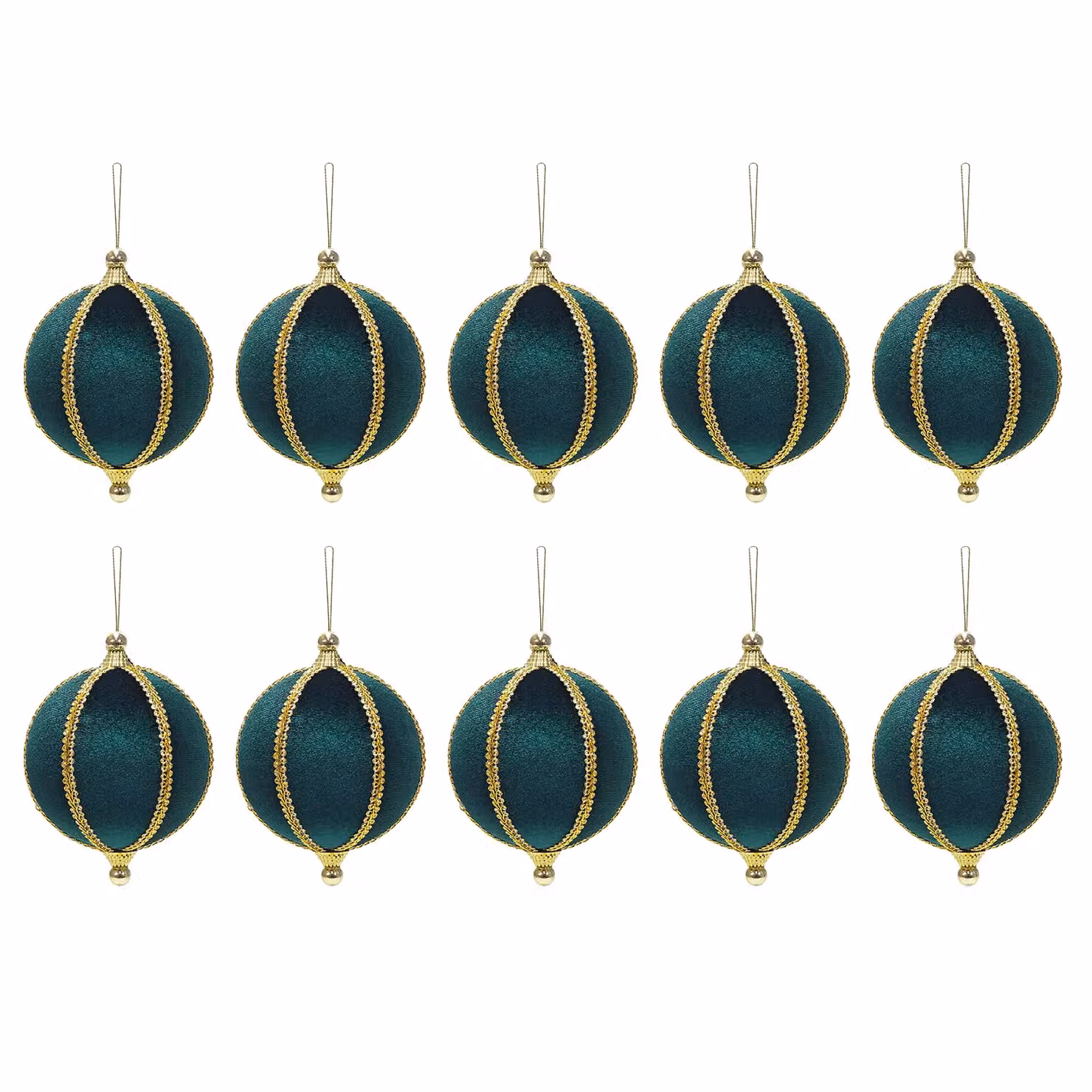 Set di 10 palline di Natale infrangibili Vestiamo Casa, colore verde con finiture oro, diametro: 6 cm – 1