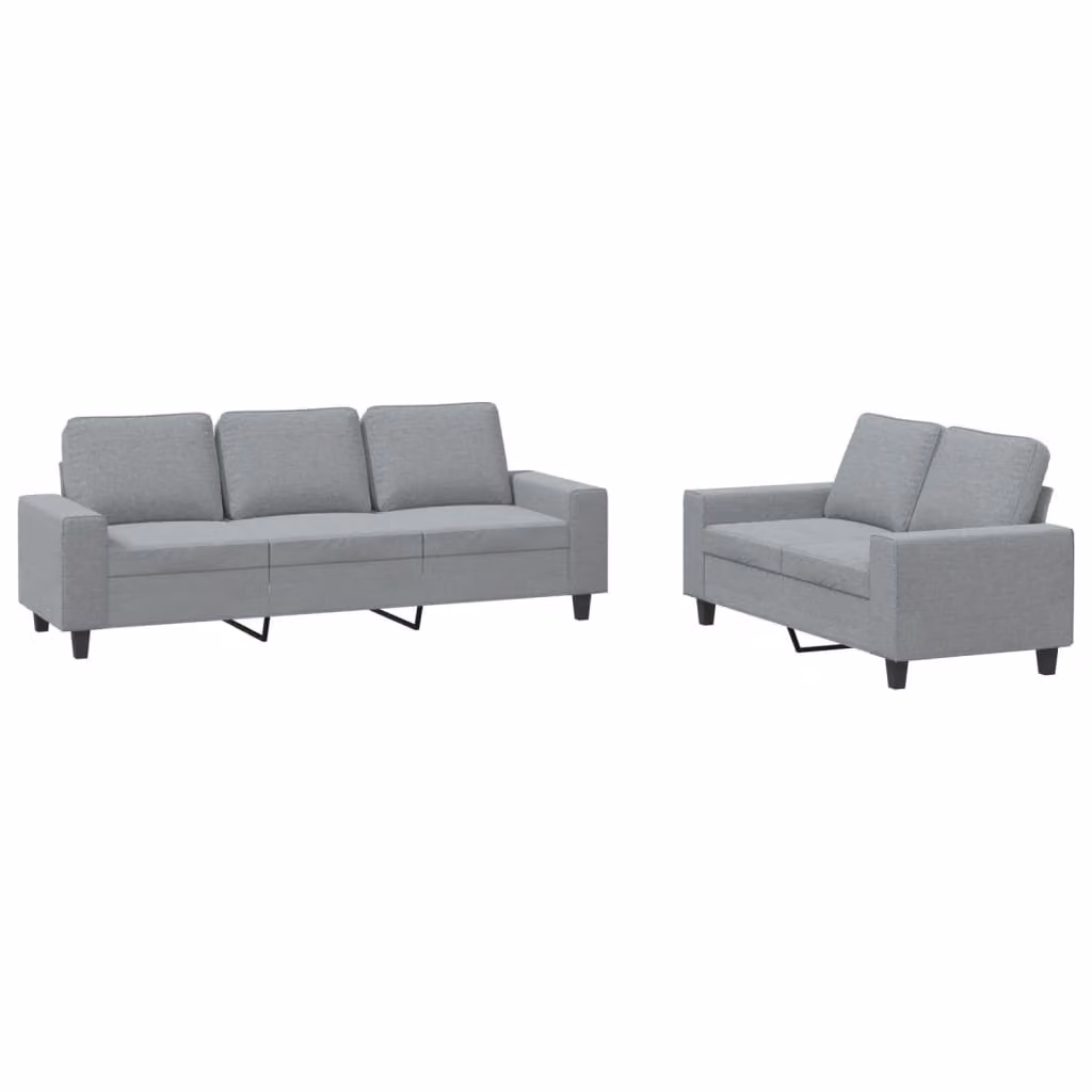 Set di Divani 2 pz Grigio Chiaro in Tessuto