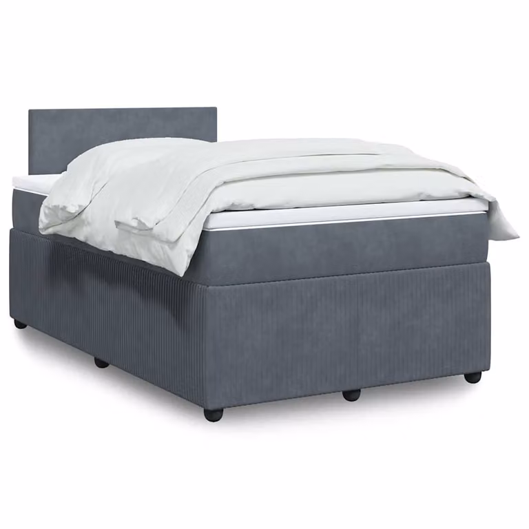 vidaXL Giroletto a Molle con Materasso in Velluto Grigio, L/P/H: 120 x 200 cm