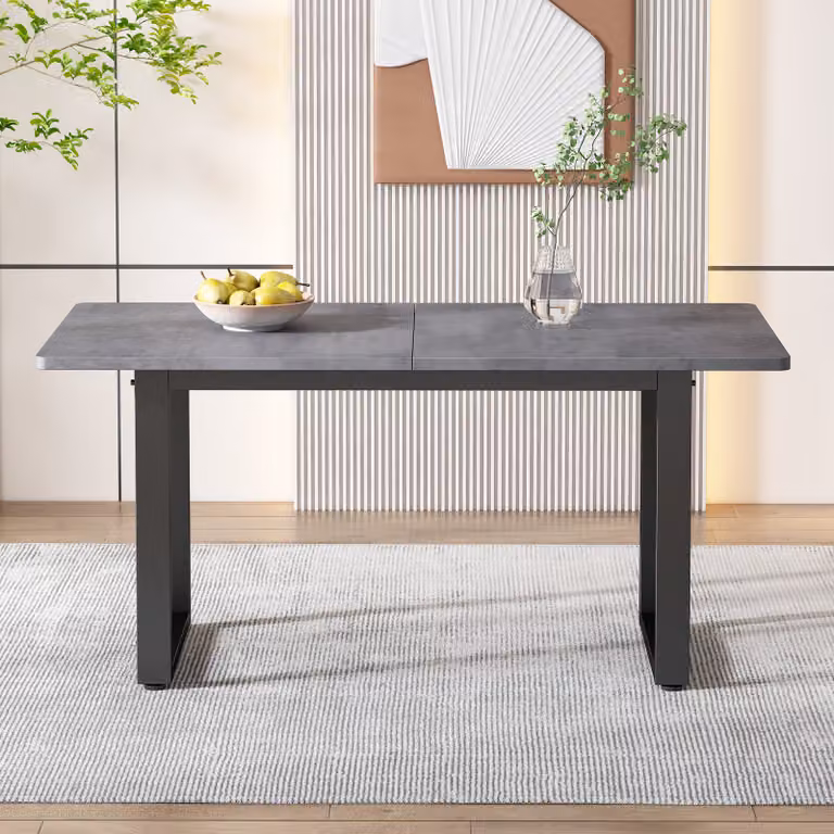 STILVORA Tavolo da pranzo in legno massiccio, tavolo da cucina rettangolare con gambe rinforzate e ampio piano di lavoro, grigio