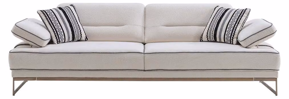 Weißes Sofa Exklusiver 3-Sitzer Wohnzimmer Textil Polster Couch