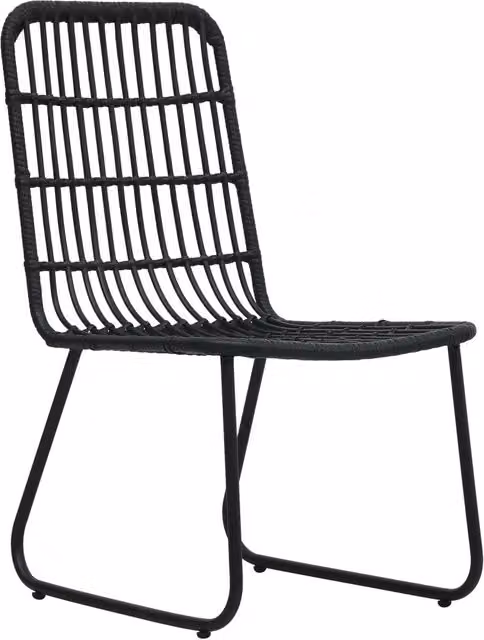 Set di 2 sedie da giardino vidaXL in polyrattan nere con struttura in metallo – 1
