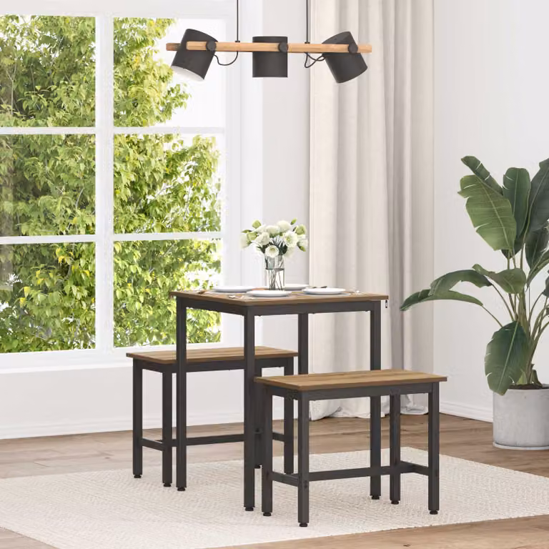 Tavolo da pranzo quadrato moderno vidaXL in legno ingegnerizzato e metallo, L/P/H: 60 x 60 x 75 cm