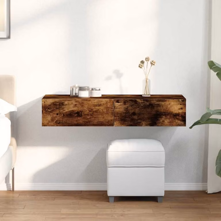 Scaffale a Parete con Cassetti vidaXL in MDF Marrone Opaco L: 100 cm, P: 36 cm, H: 19 cm