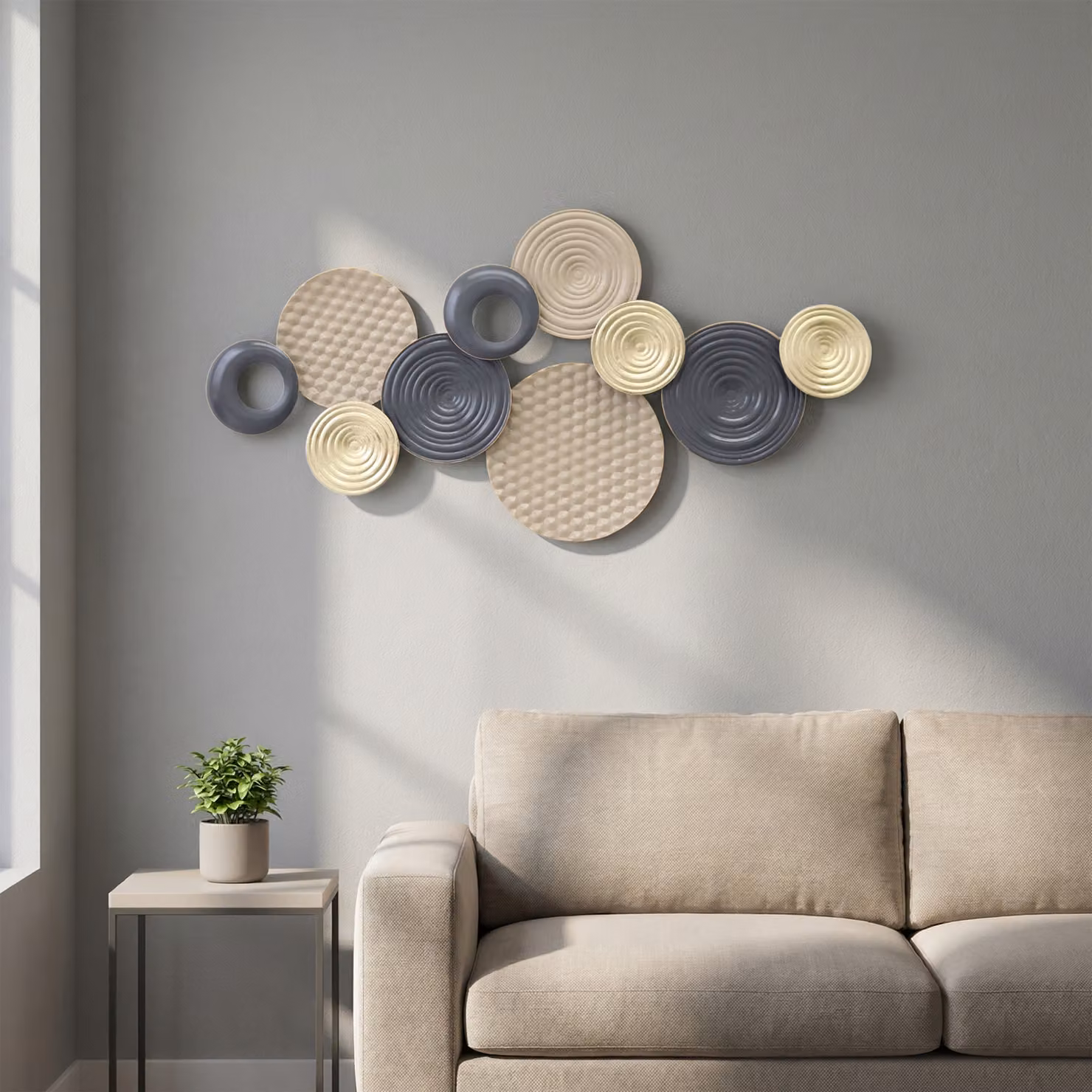 Decorazione da parete moderna HOMCOM in metallo con design 3D astratto, colore verde, L 100 x P 5,5 x H 50 cm – 2