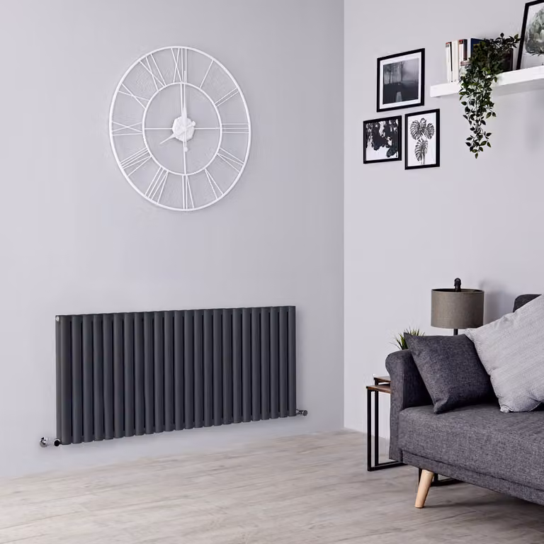 Radiatore Orizzontale Design Antracite 600x1416mm - Pannello Doppio - Alta Resa - Revive