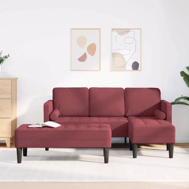Set di divani 2 pz Rosso Vino Poliestere 3329255
