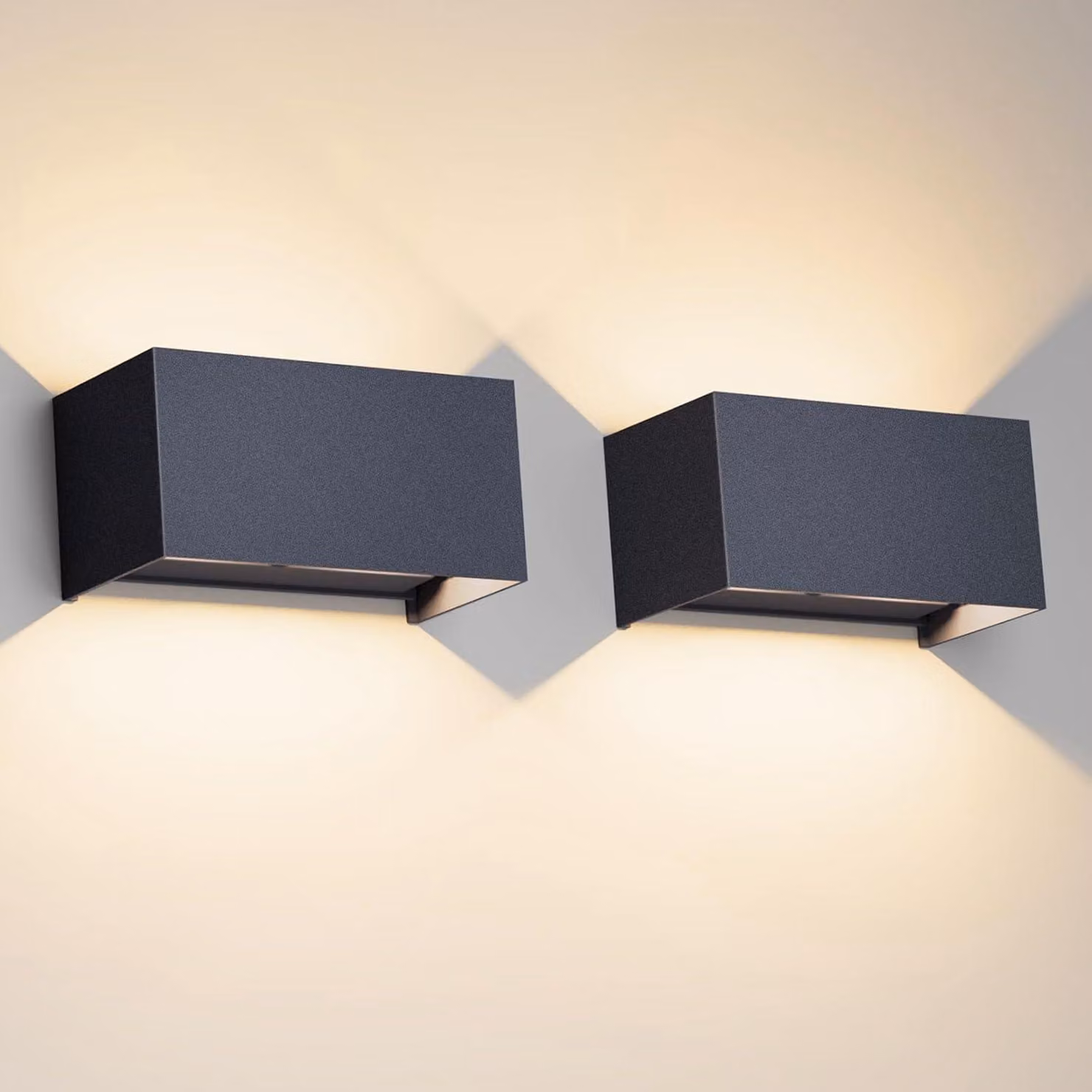 Lampade da parete, set da 2, 24 W, LED, grado di protezione IP65, colore antracite, temperatura di colore 4000 K