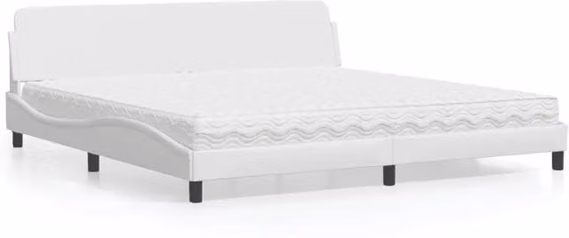 Letto con Materasso Dover Bianco in Similpelle e Tessuto vidaXL L/P/H: 218 x 200 x 74,5 cm