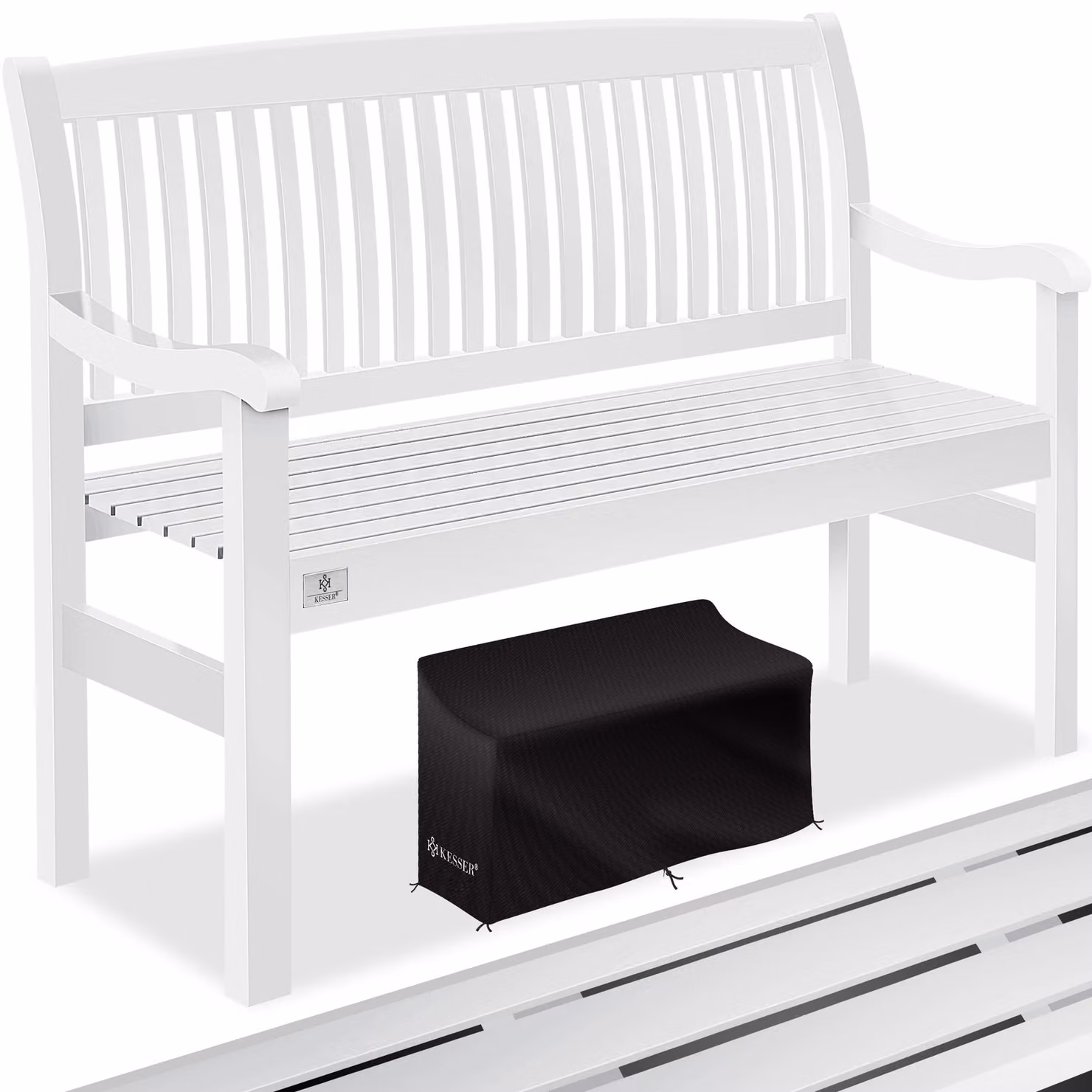 Panca da giardino KESSER® in legno, panca per parco resistente alle intemperie, adatta per 3-4 persone, con capacità di carico di 320 kg, inclusa copertura