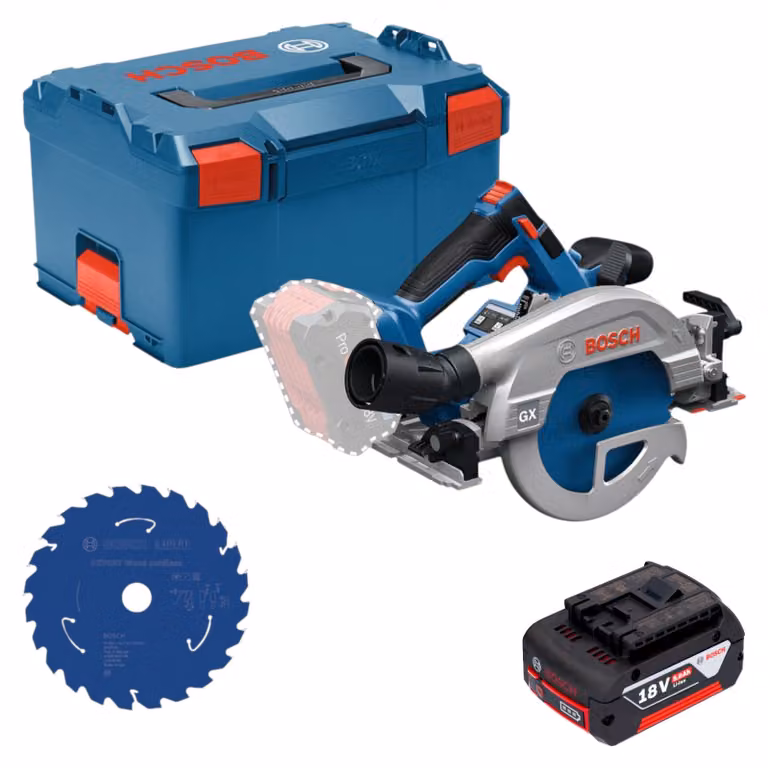 Sega circolare a batteria Bosch GKS 18V-57-2 GX Professional 18 V 165 mm Brushless + 1x batteria 5,0 Ah + L-Boxx - senza caricabatterie