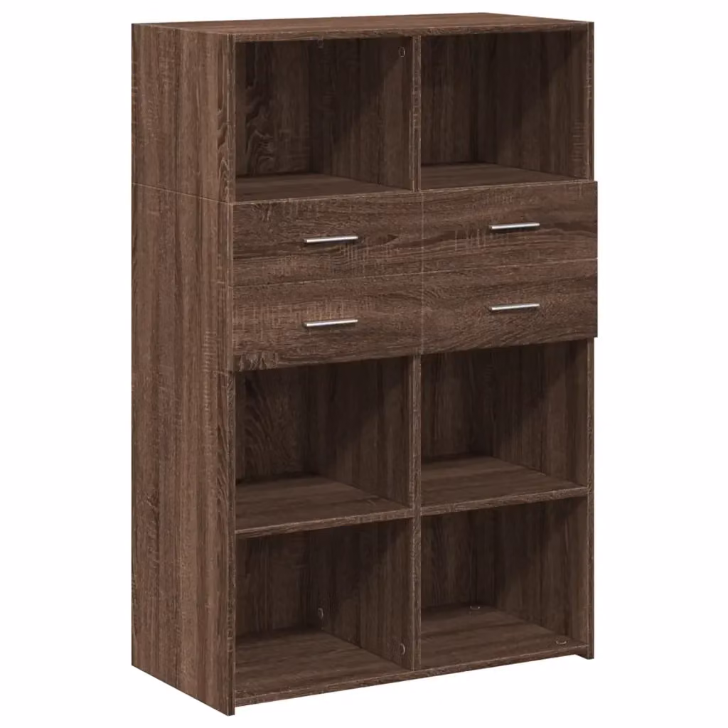 Credenza moderna vidaXL in legno color rovere marrone, sospesa a parete, L 80 cm x P 42,5 cm x H 124 cm – 2