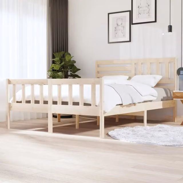 Giroletto in legno massello di pino bianco stile rustico vidaXL L/P/H: 205.5 x 160 x 166 cm