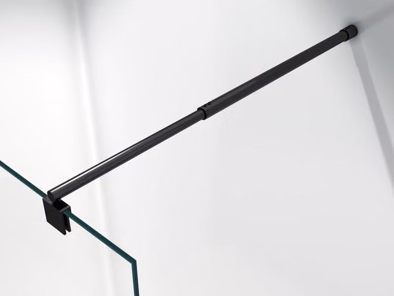 Barra di stabilizzazione telescopica flessibile, in acciaio inossidabile, rotonda, nera opaca, per pareti doccia
