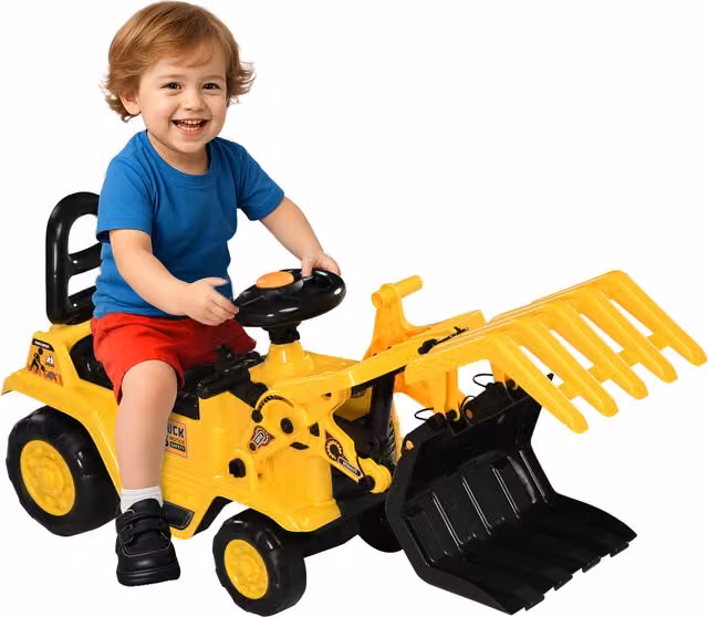 Escavatore giocattolo HOMCOM per bambini con pinza e suoni, giallo e nero, L 83 x P 27 x H 39 cm