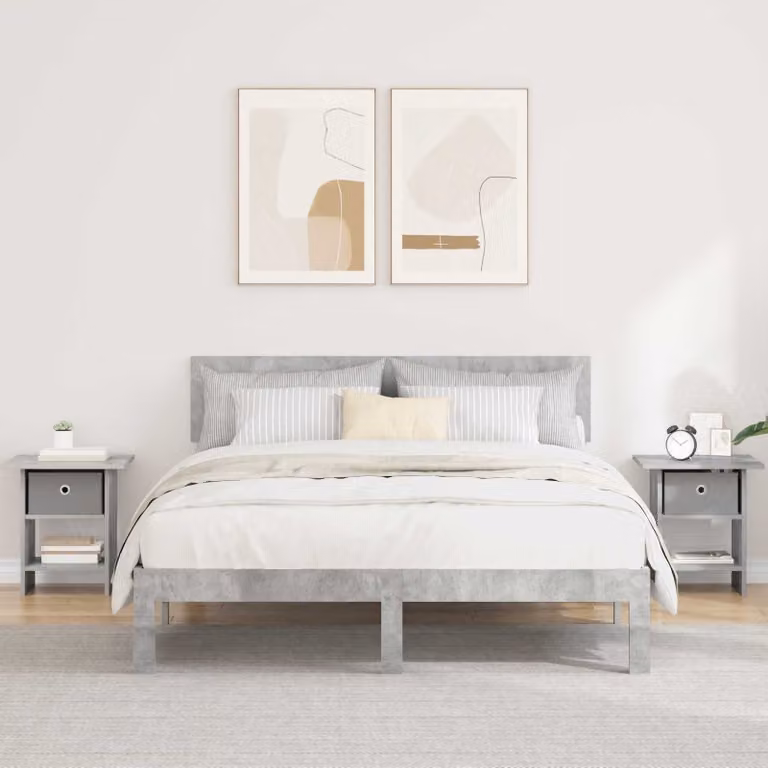Set di 2 comodini moderni vidaXL in grigio cemento, L 41 cm x P 40 cm x H 45 cm
