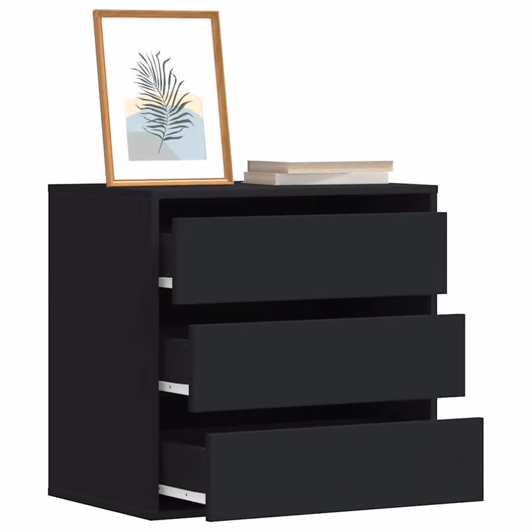 Cassettiera Angolare vidaXL Nera in Legno Multistrato L: 60 cm, P: 41 cm, H: 58 cm