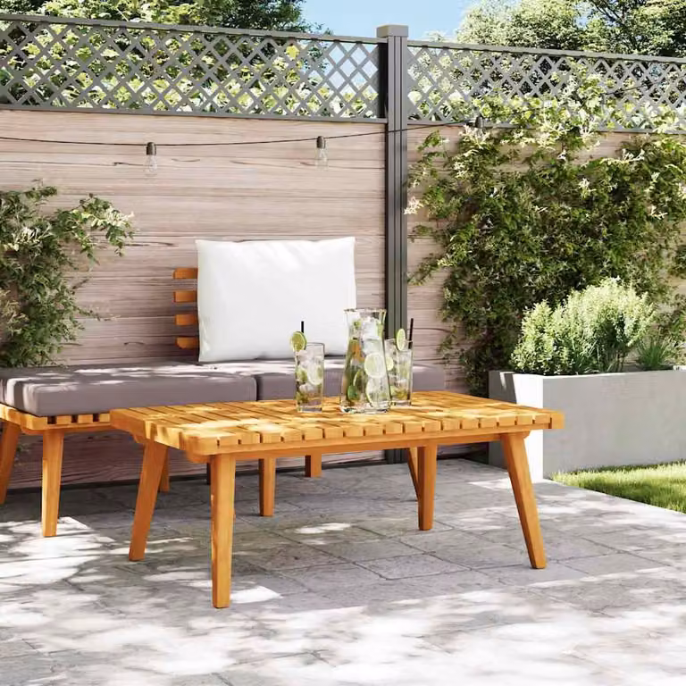 vidaXL Tavolino da Giardino Rettangolare in Legno di Acacia Marrone L: 90 cm, P: 55 cm, H: 35 cm